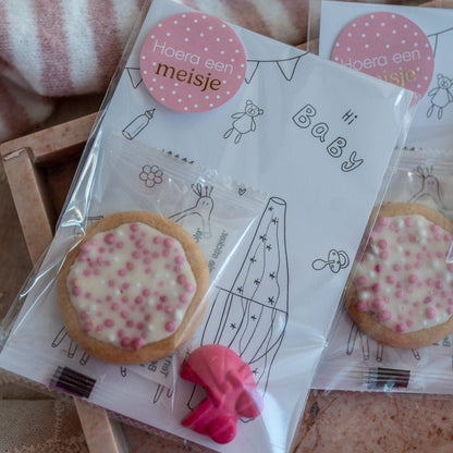 Geboorte traktatie meisje roze - stoepkrijtmeid