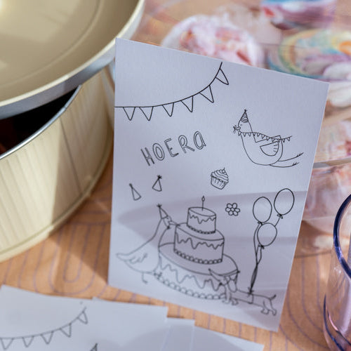 Inkleurkaart Hoera - verjaardag 