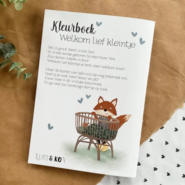 Kleurboek welkom lief kleintje blauw - stoepkrijtmeid