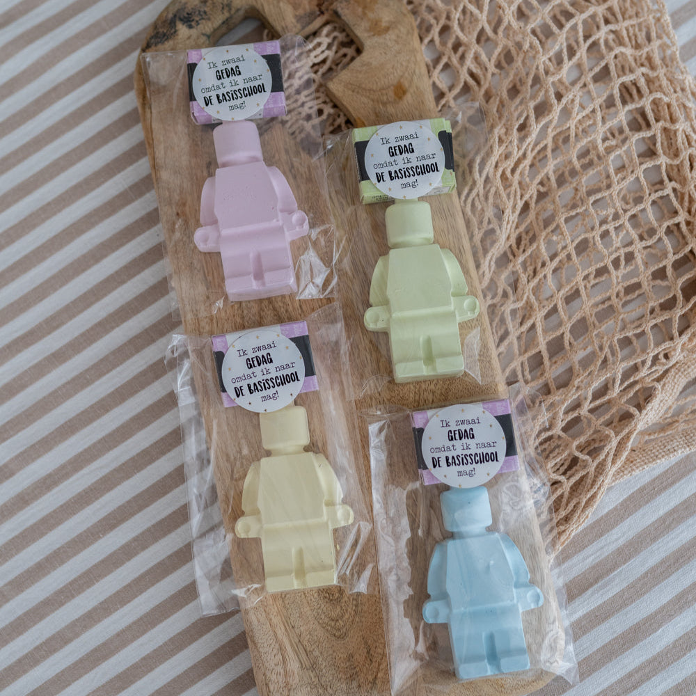 Lego stoepkrijt traktatie - origineel uitdeelcadeautje