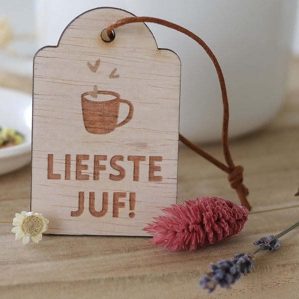 Liefste juf houten hanger