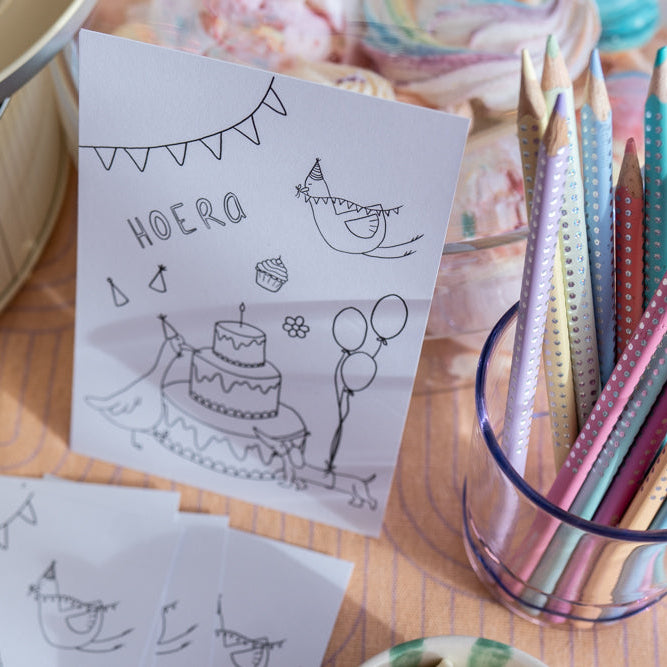 Verjaardag inkleur wenskaart 