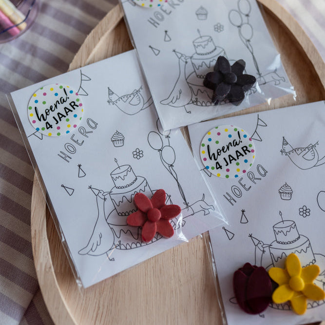 Waskrijt traktatie met verjaardagskaart